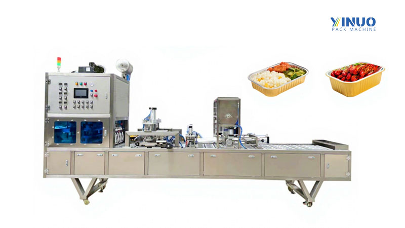 Готовые овощные блюда, воздушные продукты, лотки из алюминиевой фольги, машина для наполнения, запечатывания и упаковки.
   