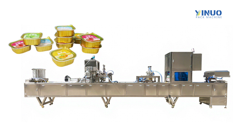 Cat Food Meat Suace Pasta Aluminum Foil Tray Filling Sealing Machine
